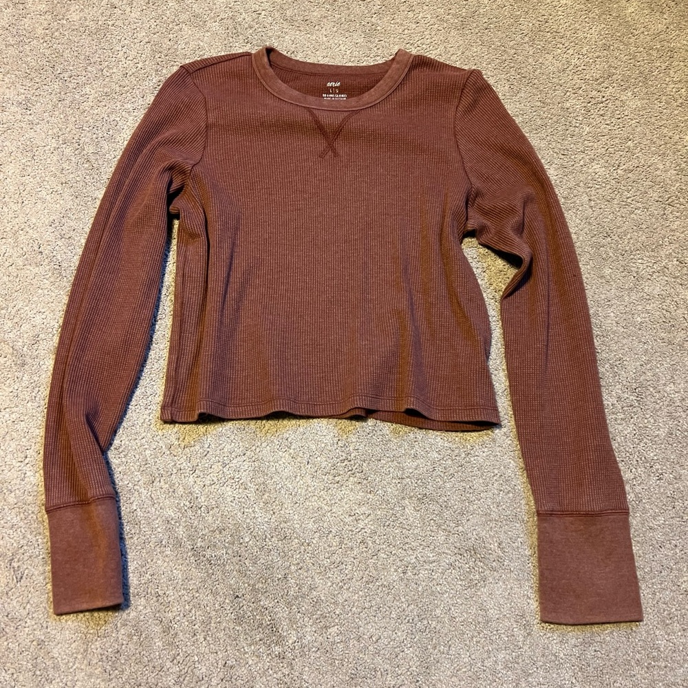 Aerie burnt orange/brown crop Long Sleeve Top